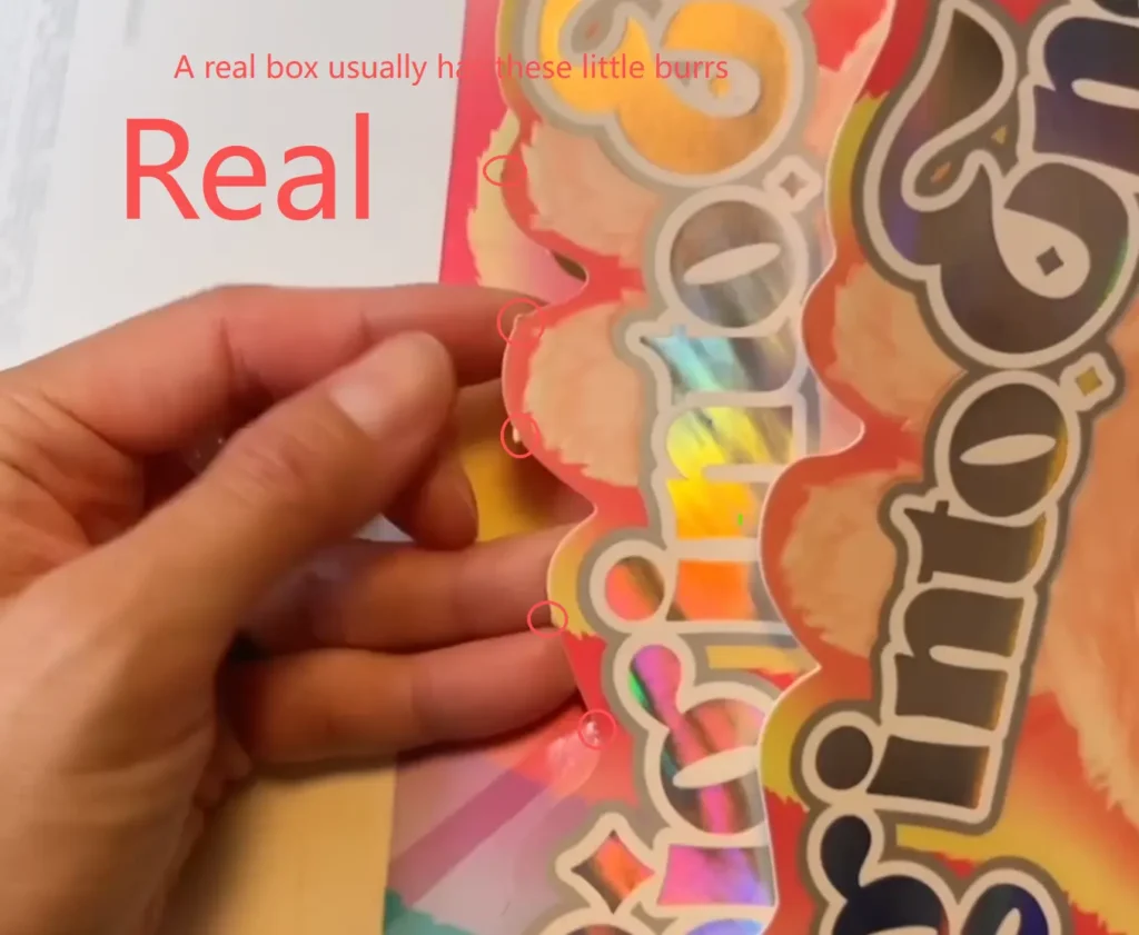 a real box usually has these little burrs