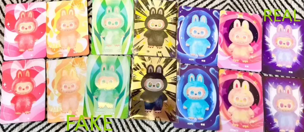 labubu 3.0 card fake vs real 02