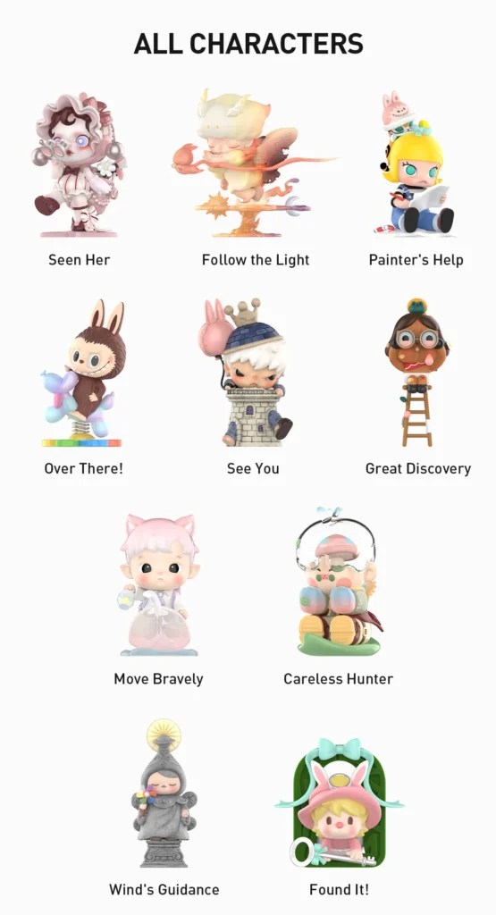 collage of Mokoko figures in different series