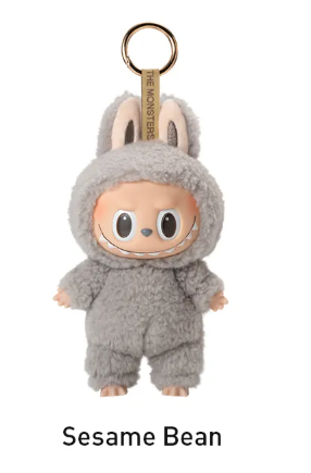 Sesame Bean Labubu — macaron labubu card & figure close-up