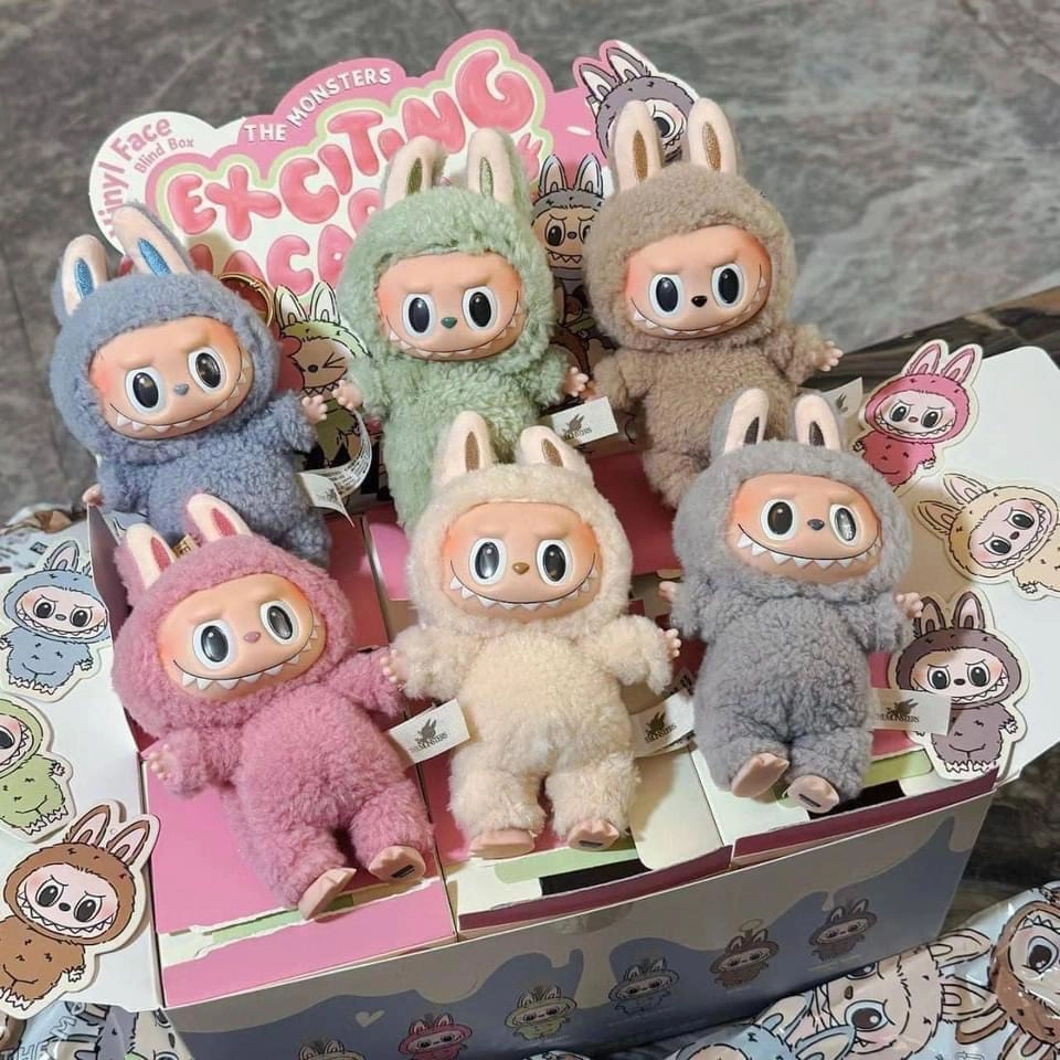 Macaron Labubu lineup with Toffee on the warm end for color balance