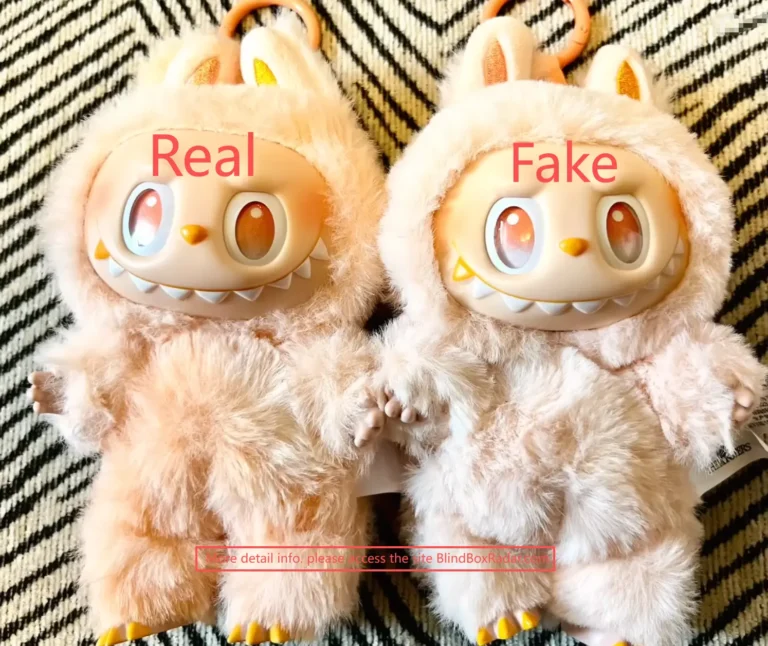 side-by-side comparison of a genuine and a fake Labubu 3.0