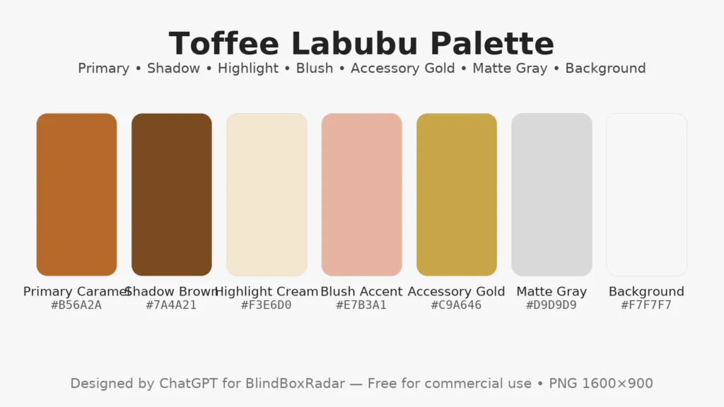 Toffee Labubu palette reference — caramel base with darker accents and matte finish